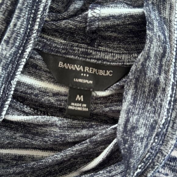 Banana Republic Factory Luxespun Medium Striped Cowl Neck Shirt Blue - Picture 3 of 7